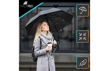 Duży składany wiatroodporny parasol Malatec – szybkie otwieranie