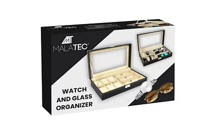 Organizator na zegarki i okulary – elegancka skrzynka na przechowywanie - Czarny