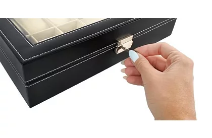 Organizator na zegarki i okulary – elegancka skrzynka na przechowywanie - Czarny