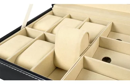 Organizator na zegarki i okulary – elegancka skrzynka na przechowywanie - Czarny