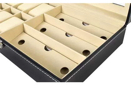 Organizator na zegarki i okulary – elegancka skrzynka na przechowywanie - Czarny