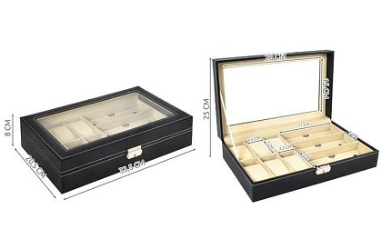 Organizator na zegarki i okulary – elegancka skrzynka na przechowywanie - Czarny