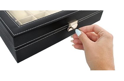 Organizator na zegarki i okulary – elegancka skrzynka na przechowywanie - Czarny