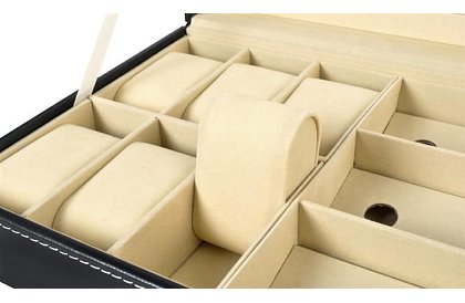 Organizator na zegarki i okulary – elegancka skrzynka na przechowywanie - Czarny