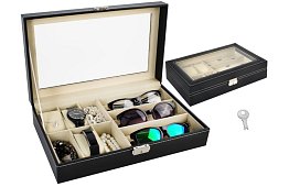 Organizator na zegarki i okulary – elegancka skrzynka na przechowywanie - Czarny