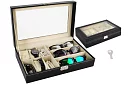 Organizator na zegarki i okulary – elegancka skrzynka na przechowywanie - Czarny