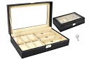 Organizator na zegarki i okulary – elegancka skrzynka na przechowywanie - Czarny