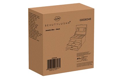 Elegancka szkatułka na biżuterię – czarna z zamkiem i satynowym wykończeniem