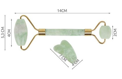 Jadeitowy wałek do masażu twarzy + płytka gua sha