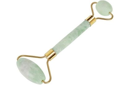 Jadeitowy wałek do masażu twarzy + płytka gua sha