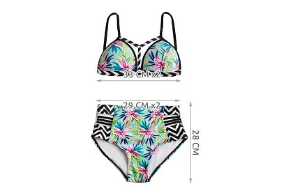 Kostium kąpielowy w kwiatowy wzór z wysokim stanem – rozmiar S