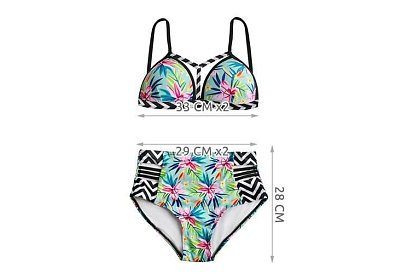 Kostium kąpielowy w kwiatowy wzór z wysokim stanem – rozmiar S