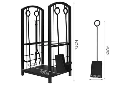 Stojak na drewno do kominka z akcesoriami PK011