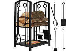 Stojak na drewno do kominka z akcesoriami PK011