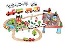 Drewniana kolejka z pociągiem na baterie – 88 elementów