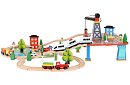 Drewniana kolejka z pociągiem na baterie – 88 elementów