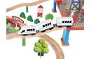 Drewniana kolejka z pociągiem na baterie – 88 elementów
