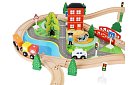 Drewniana kolejka z pociągiem na baterie – 88 elementów