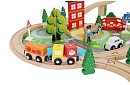 Drewniana kolejka z pociągiem na baterie – 88 elementów