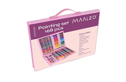 Zestaw malarski w walizce – 168 elementów, różowy