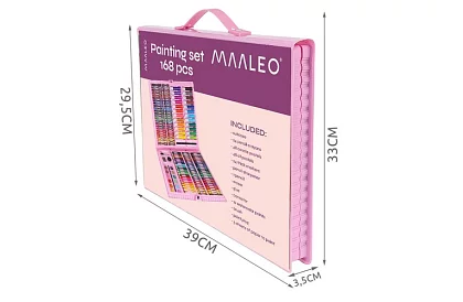 Zestaw malarski w walizce – 168 elementów, różowy