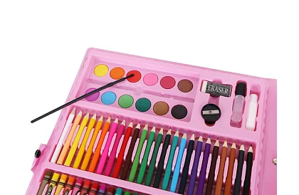 Zestaw malarski w walizce – 168 elementów, różowy
