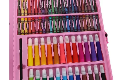 Zestaw malarski w walizce – 168 elementów, różowy