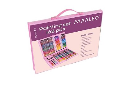 Zestaw malarski w walizce – 168 elementów, różowy