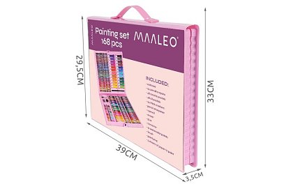 Zestaw malarski w walizce – 168 elementów, różowy