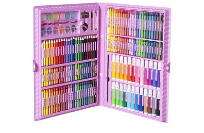 Zestaw malarski w walizce – 168 elementów, różowy
