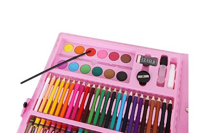 Zestaw malarski w walizce – 168 elementów, różowy