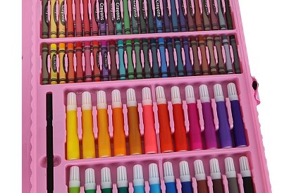 Zestaw malarski w walizce – 168 elementów, różowy
