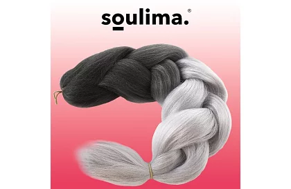 Syntetyczne ombre warkocze na włosy czarno-szare