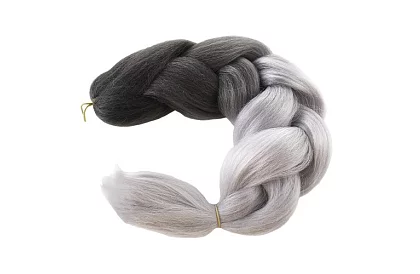 Syntetyczne ombre warkocze na włosy czarno-szare