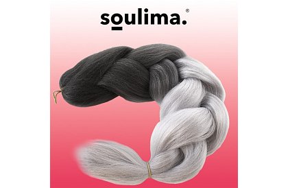 Syntetyczne ombre warkocze na włosy czarno-szare