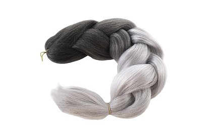 Syntetyczne ombre warkocze na włosy czarno-szare