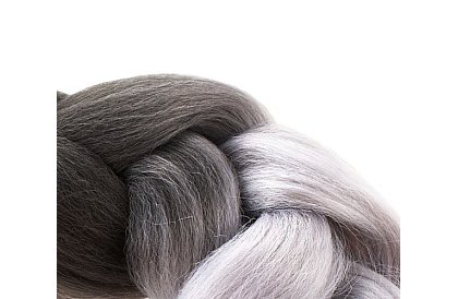 Syntetyczne ombre warkocze na włosy czarno-szare