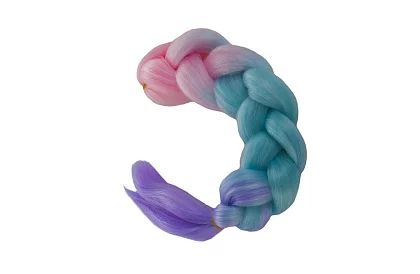 Syntetyczne ombre warkocze różowo-niebiesko-fioletowe