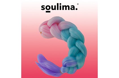 Syntetyczne ombre warkocze różowo-niebiesko-fioletowe