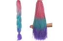 Syntetyczne ombre warkocze różowo-niebiesko-fioletowe