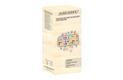 Drewniane puzzle z alfabetem i cyframi