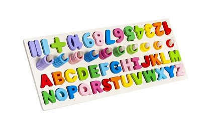 Drewniane puzzle z alfabetem i cyframi