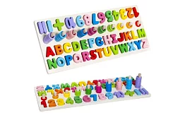 Drewniane puzzle z alfabetem i cyframi