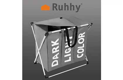 Kosz na pranie – 3 przegródki na składanym stelażu