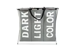 Kosz na pranie – 3 przegródki na składanym stelażu