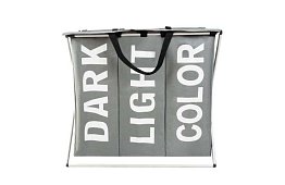 Kosz na pranie – 3 przegródki na składanym stelażu