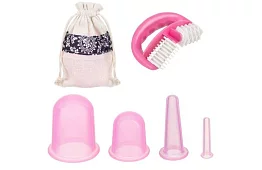 Zestaw narzędzi do masażu – 4 silikonowe bańki + masażer + torba