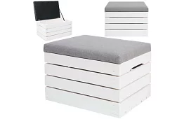 Drewniany taboret – puf skrzynia z przestrzenią do przechowywania