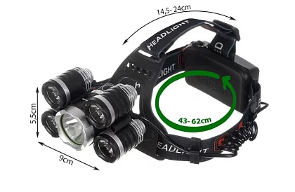 LED czołówka 5 x Cree T6 LED