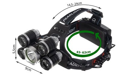 LED czołówka 5 x Cree T6 LED